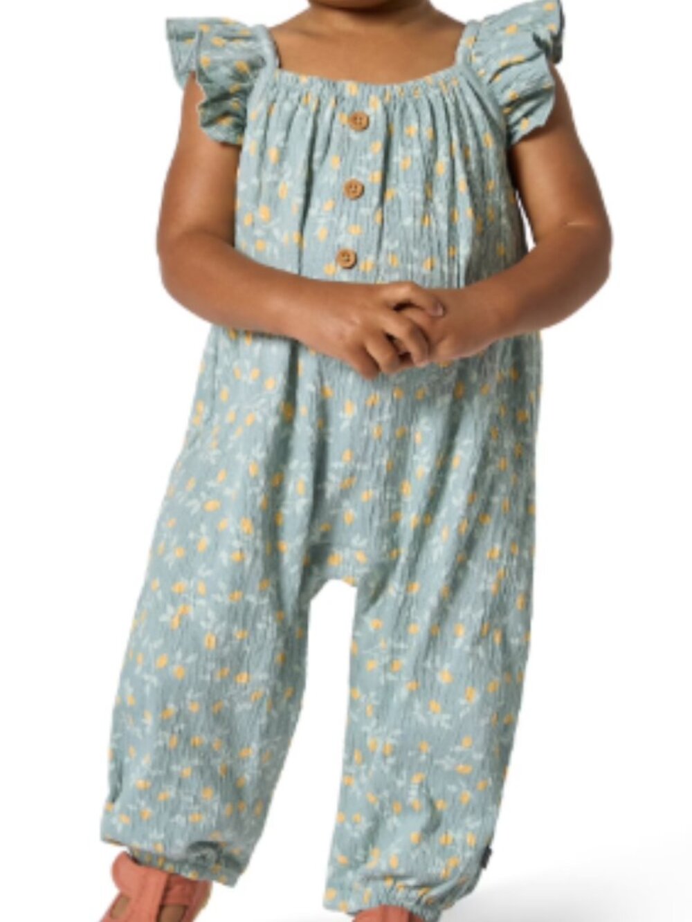 Modern Moments by Gerber Baby Girl Long Leg Romper Sage Green Lemons Size 6-9m